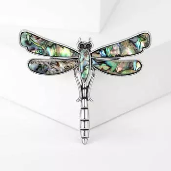 Винтажная брошь «Стрекоза» с изумрудной ракушкой, булавка для пиджака, пиджака, аксессуаров