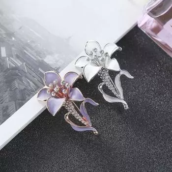 Винтажная брошь в форме цветка, женская блестящая брошь со стразами, элегантный зажим для шарфа, свадебные украшения, аксессуары розового золота