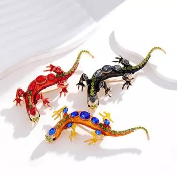 Винтажная брошь в форме рептилии, изысканная булавка из искусственного кристалла в форме животного, значок для мужской одежды, модные аксессуары красный