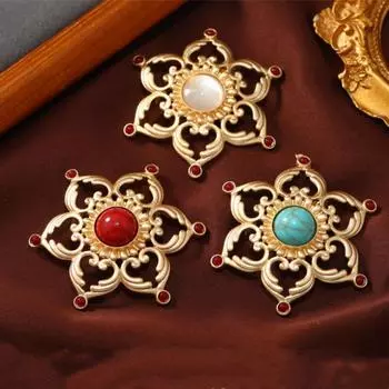 Винтажная брошь в национальном стиле в виде цветка для значка унисекс, ювелирных изделий для вечеринок, офисных подарков