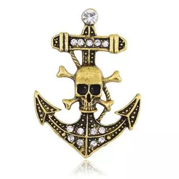 Винтажная брошь в виде черепа и якоря Ins Tide Corsage High-End Exquisite Men s Suit Pin Accessories
