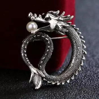 Винтажная брошь в виде дракона, булавка в стиле с лацканами, мужской костюм, одежда из китайского искусственного жемчуга, шляпы, сумки, значок античная золотой