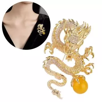Винтажная брошь в виде дракона, нежные значки на воротнике из кристалла, украшение, модный костюм, броши для пальто, аксессуар для женщин и мужчин C