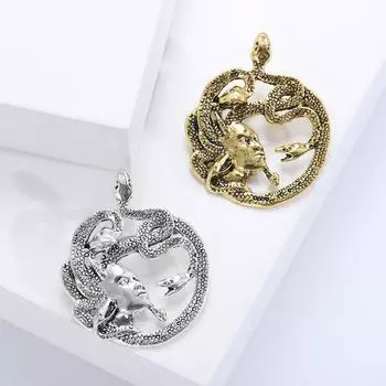 Винтажная брошь в виде головы Медузы, персонализированная булавка для одежды, универсальный костюм, женские аксессуары серебряный