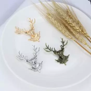 Винтажная брошь в виде головы оленя Креативная брошь в виде лося Булавка для воротника с аксессуарами золотой