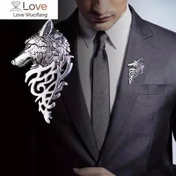 Винтажная брошь в виде головы волка, ювелирные изделия, высококлассные броши унисекс в виде головы волка для женщин и мужчин, брошь с пряжкой для воротника в виде животного