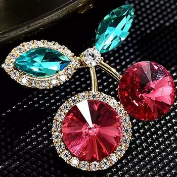 Винтажная брошь в виде хрустальной вишни, броши со стразами, золотые украшения, свадебные подарки