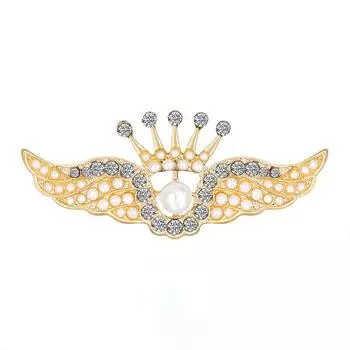 Винтажная брошь в виде крыльев ангела в форме короны из сплава со стразами, темпераментная брошь для свадебного платья