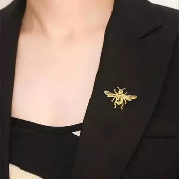 Винтажная брошь в виде пчелы, роскошный золотой однотонный сплав, мужская и женская одежда, пальто, сумка, шарф, деловой костюм, булавка с лацканами, модные ювелирные изделия, подарок золотистый