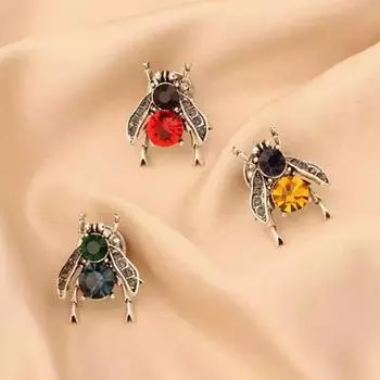 Винтажная брошь в виде пчелы, трендовая креативная булавка с корсажем и насекомыми зелёный
