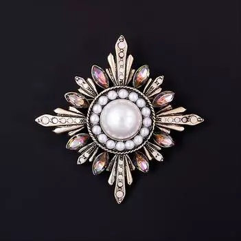 Винтажная брошь в виде подсолнуха в стиле барокко для женщин, легкая роскошная средневековая винтажная брошь с жемчугом для костюма, аксессуары