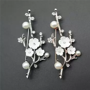 Винтажная брошь в виде сливы с имитацией жемчуга, элегантные броши в виде ракушек, булавки, модные ювелирные изделия, аксессуары серебряный