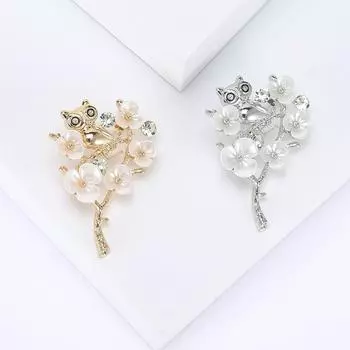 Винтажная брошь в виде совы в виде цветущей сливы, темпераментный костюм, булавка для пальто, элегантные модные аксессуары