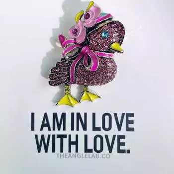 Винтажная брошь в виде утенка с бриллиантами, крупные стразы, тяжелая промышленность, мультяшное животное, утиная грудка, цветок, модная одежда, аксессуары