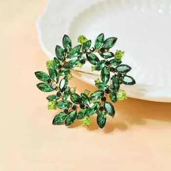 Винтажная брошь в виде венка из кристаллов, женская брошь из сплава с бриллиантами, атмосферная брошь, модные аксессуары для одежды для женщин синий