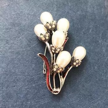 Винтажная брошь в виде жемчужного букета, женская брошь в виде цветка тюльпана, универсальные изысканные аксессуары
