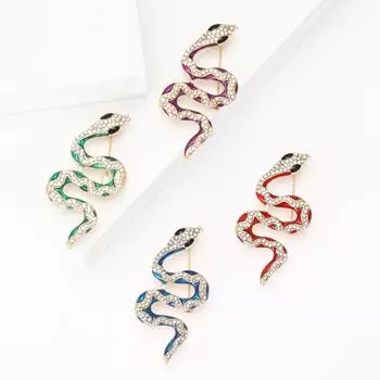 Винтажная брошь в виде змеи со стразами, изящная мужская и женская брошь для пальто, украшение в виде корсажа, булавка в виде животного