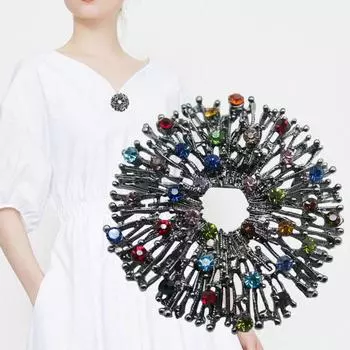 Винтажная брошь-венок для женщин, античное серебро, креативные украшения на булавках разноцветный