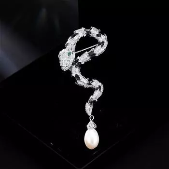 Винтажная булавка из пресноводного жемчуга, брошь в виде зодиакальной змеи, изысканный пиджак высокого класса, аксессуары из нишевого циркония