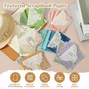 Винтажная бумага для скрапбукинга, красивая смешанная специальная бумага, изысканная бумага для скрапбукинга и сетчатая ткань, набор ассорти для журнальных принадлежностей