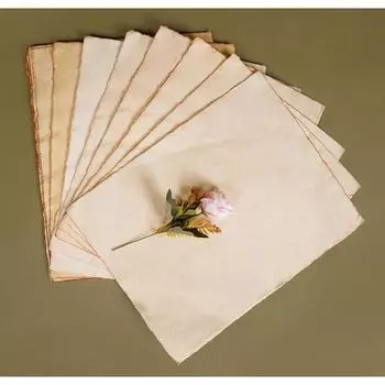 Винтажная бумага ручной работы с неровным краем | Экологичная | Бескислотная | 100% хлопок | Идеально подходит для письма, каллиграфии и рисования (6.5/9.5)