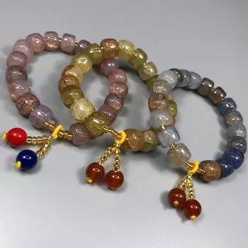 Винтажная бусина-бочка, маленькая подвеска, многоцветный браслет, бусина с трещинами, сверкающая 18cm