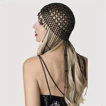 Винтажная цепочка на лоб ручной работы из искусственного жемчуга, цепочка на голову из бисера, винтажное украшение для свадебной одежды