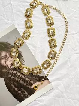 Винтажная цепочка на талию, аксессуары для платья, этнический стиль, золото, серебро, металлическая овальная цепочка с гравировкой, ремень со стразами, женский золотой