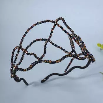 Винтажная черная корона-повязка на голову для невесты, свадебная тиара ручной работы, цветок, кристалл, стразы, повязка на голову для девочки