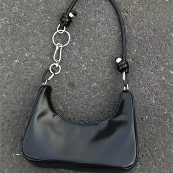 Винтажная черная сумка подмышкой женская ретро-сумка из искусственной кожи повседневная сумка-хобо женская сумка Harajuku сумки через плечо эстетичная
