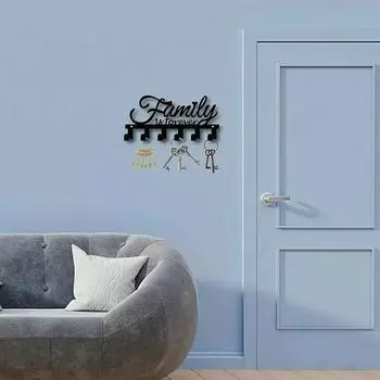 Винтажная чугунная ключница с 6 крючками, настенная вешалка для одежды и металлическое искусство для гостиной и домашнего декора, настенная вешалка в деревенском стиле чёрный