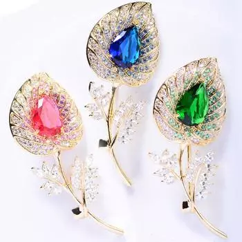 Винтажная цветочная брошь, булавка, женские хрустальные броши, ювелирные изделия, декор для свадебной вечеринки синий