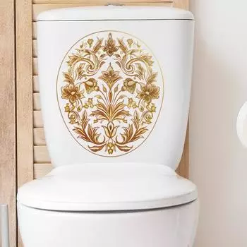 Винтажная цветочная наклейка для унитаза, съемная, самоклеящаяся, водонепроницаемая, ПВХ, настенное искусство для гостиной