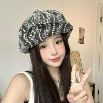 Винтажная цветочная вышивка кружева восьмиугольная шляпа женская весна-лето большая окружность головы шляпа художника-специи шляпа облако M56-58cm светло-синий