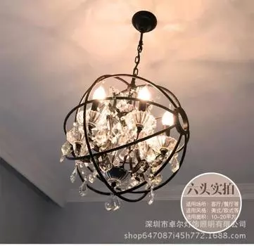 Винтажная деревенская люстра середины века современное освещение лофт ретро черная светодиодная хрустальная люстра церковное ресторанное освещение 45CM