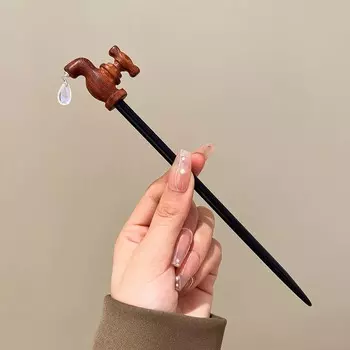 Винтажная деревянная креативная заколка для волос в форме заглушки для крана, палочка для волос, украшение для волос, головной убор, аксессуары для волос, заколки для волос