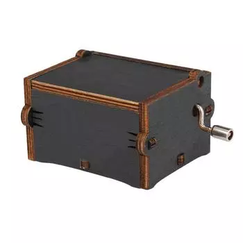 Винтажная деревянная музыкальная шкатулка с музыкальной темой, ручная резная гравировка, музыкальный футляр, креативный праздник чёрный