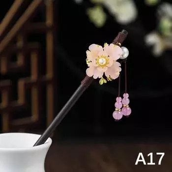 Винтажная деревянная палочка для волос в китайском стиле, заколка-цветок с кисточкой