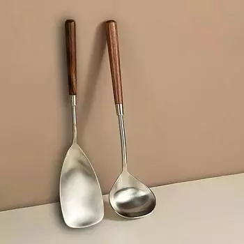 Винтажная деревянная ручка кухонное обеденное блюдо лопатка для риса клецки каша суп западный ресторан бар общественная посуда