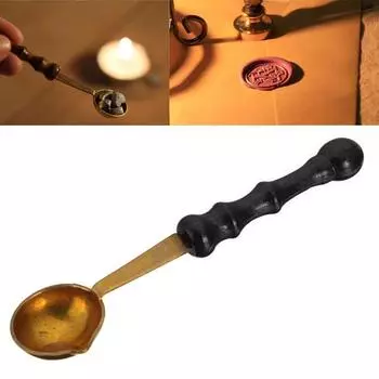 Винтажная деревянная ручка, противожарная латунная ложка для сургуча