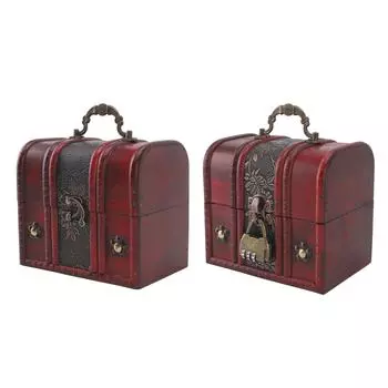 Винтажная деревянная шкатулка для драгоценностей, ретро-сундук с сокровищами, брелок с ручкой, подарок на память, декоративный бо 6005A01