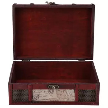 Винтажная деревянная шкатулка для хранения ювелирных изделий, декоративная деревянная шкатулка для книг ручной работы(Печать)