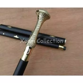 Винтажная дизайнерская латунная ручка в старинном стиле, викторианская трость, деревянная трость