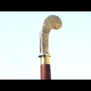 Винтажная дизайнерская ручка, античная латунная прогулочная трость, деревянная трость 36 Inch коричневый