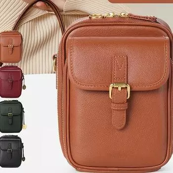 Винтажная двухслойная большая вместительная сумка-мессенджер, кожаный маленький кошелек, сумка через плечо для женщин и мужчин One Size чёрный