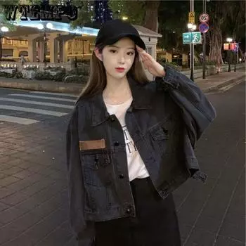 Винтажная джинсовая куртка American High Street Design Sense, женская весенне-осенняя свободная свободная куртка «Сотни топов» S синий