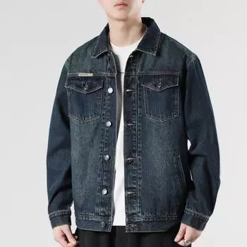 Винтажная джинсовая куртка мужская осенняя куртка Ruffian Handsome Tooling Jacket Washed Denim Clothes M