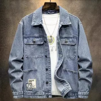 Винтажная джинсовая куртка мужская свободная куртка мужская весна и осень топ M