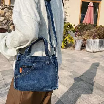Винтажная джинсовая синяя сумка через плечо, сумка через плечо, сумки с карманами, сумка-мессенджер для тоутов, сумка-сюрприз, подарок для сестры синий
