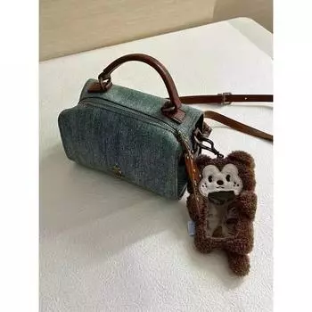 Винтажная джинсовая сумка Boston, сумка-подушка, сумка-мешок, нишевый дизайн, 2024, новая модная сумка-мессенджер через плечо для женщин джинсовый синий